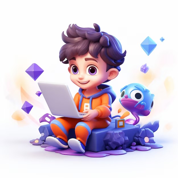 Child Coding Genius 3D Illustration